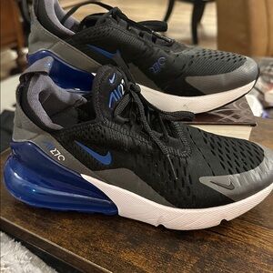 Nike Air Max 270 Black and Blue Athletic Shoes Boys Size 4Y